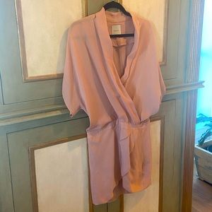 Michelle Mason blush pink chiffon dress. Size SM